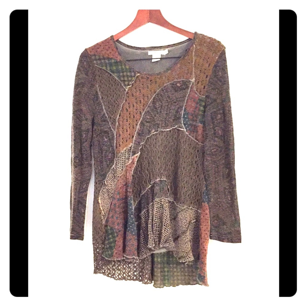 Boho Flowy Mixed Texture  Fall Colors Tunic